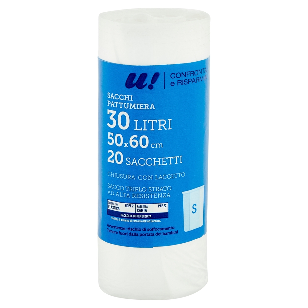 Sacchi Pattumiera 30 Litri con Laccetto U! Confronta e Risparmia